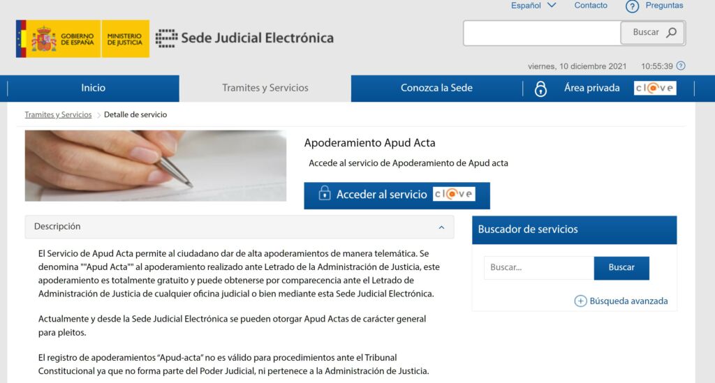 Apoderamiento Apud Acta